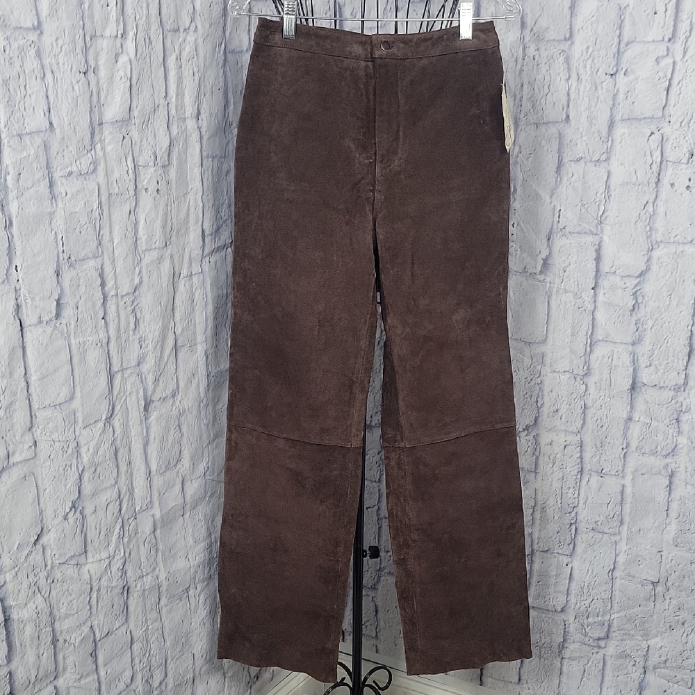 Passport Rich Chocolate Brown Suede Leather Pants Size‎ 6 NWT